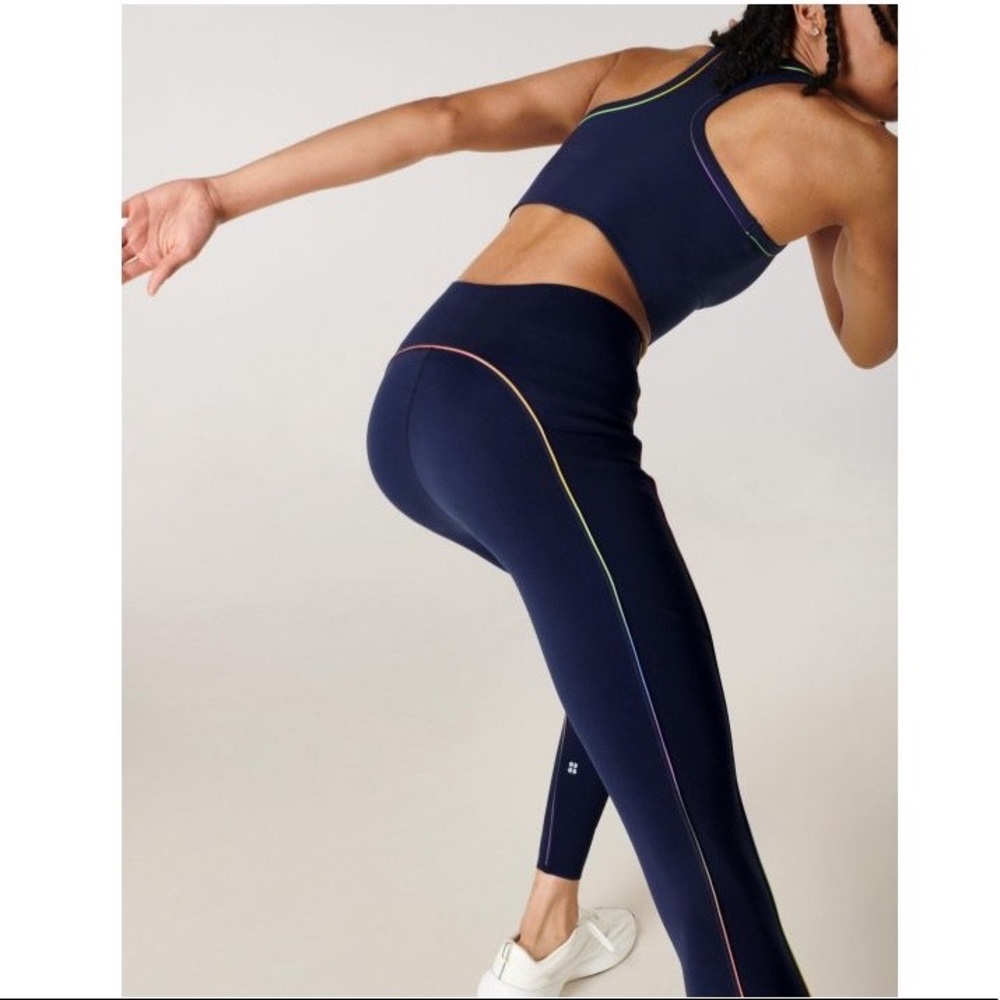 Sweaty Betty Power High Waisted Leggings Navy Rainbow Pride Collection XS